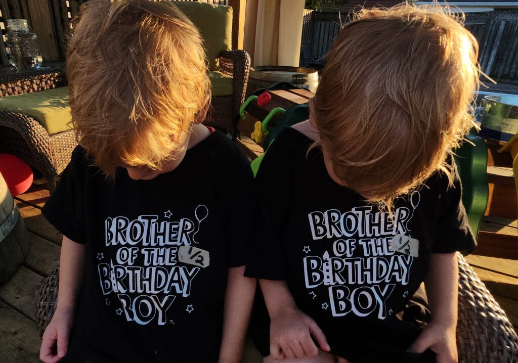 half birthday t-shirts printed with “Brother of the Birthday Boy”