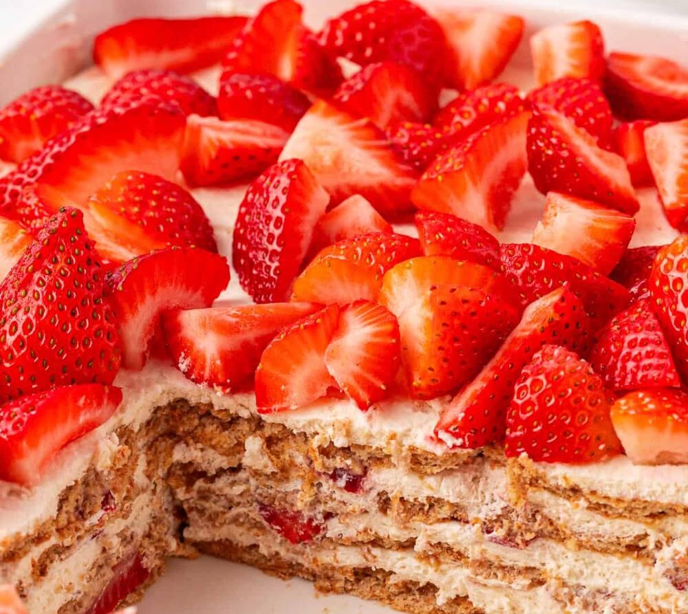 Strawberry Icebox Birthday Cake